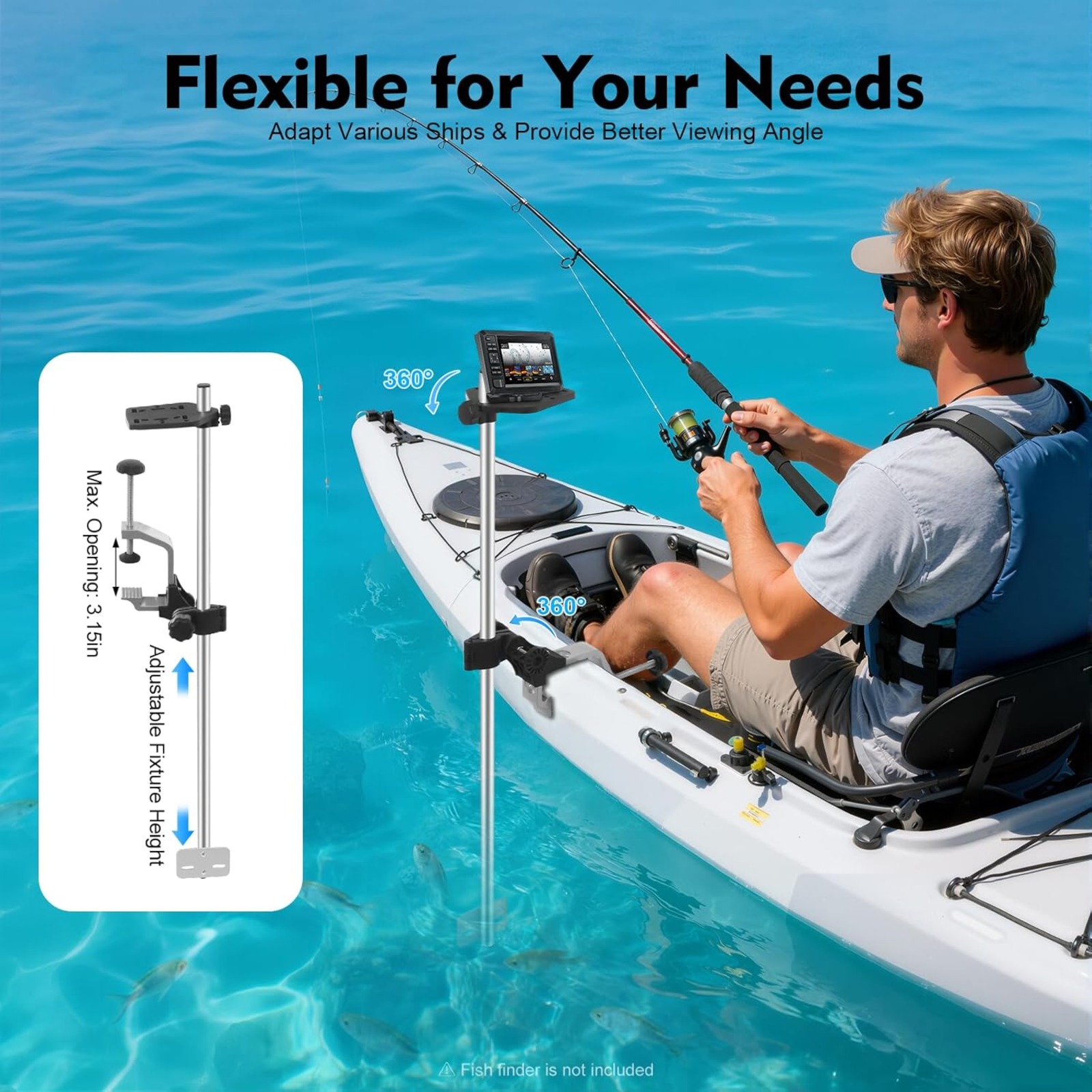 Portable 360° Adjustable Trans - Fish Finder Transducer 评论和价格